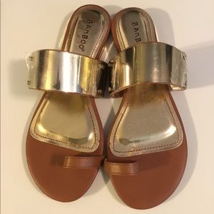 Brand New BLOOM-73 Bamboo Brown & Gold Sandals Size 6